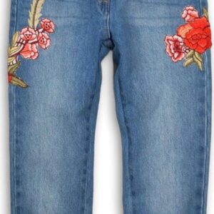 Kalhoty dívčí džínové s výšivkami