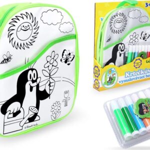 Batoh Krtek vymalovávací zelený 30 cm + 8 fixů