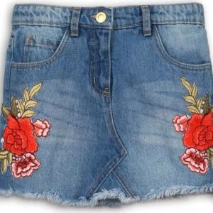 Sukně dívčí džínová s výšivkami
