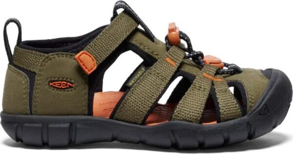 Chlapecké sandály KEEN SEACAMP II CNX dark olive/gold flame - 30