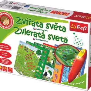 Malý objevitel Zvířata světa + kouzelná tužka edukační společenská hra v krabici 33x23x6cm
