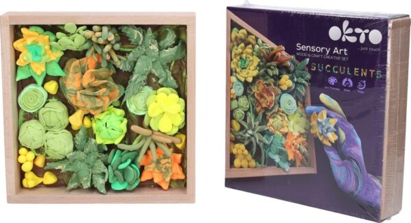 OKTO Energy Výtvarná modelovací sada sukulenty v dřevěném rámu 21x21 cm