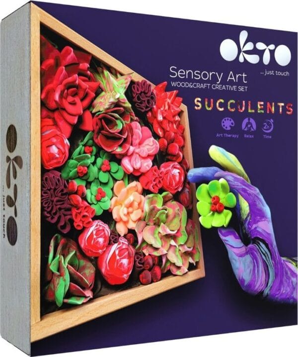 OKTO Passion Výtvarná modelovací sada sukulenty v dřevěném rámu 21x21 cm