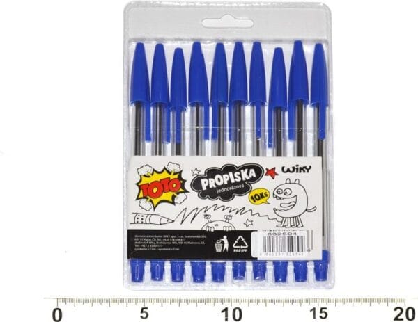 Propiska jednorázová sada 10 ks (modrá náplň)