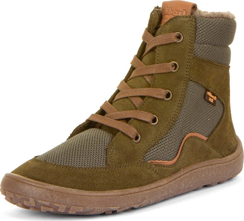 Dětské zimní barefoot boty TEX WOOL GROW Olive