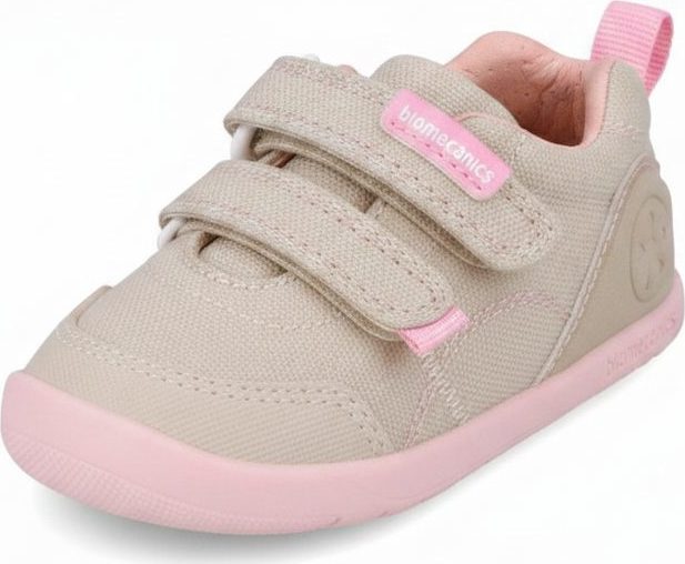 Dívčí barefoot plátěné tenisky LONA BASICA BEIGE Y ROSA Biomecanisc 262190-F884 - 25