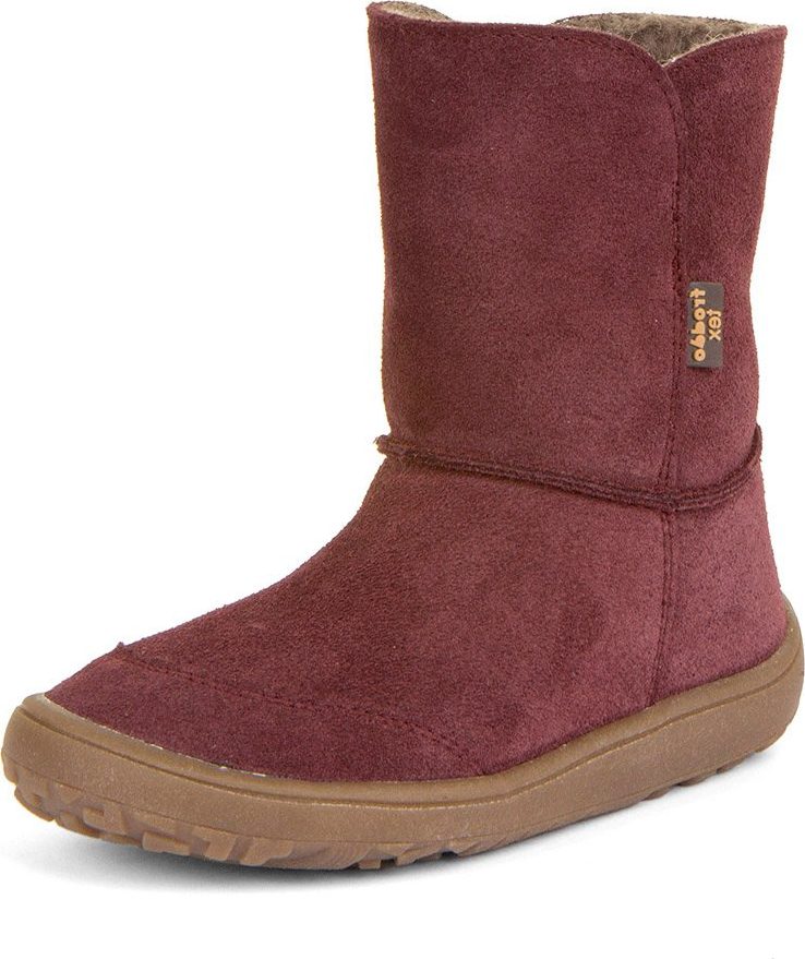 Dívčí zimní barefoot boty TEX SUEDE Bordeaux