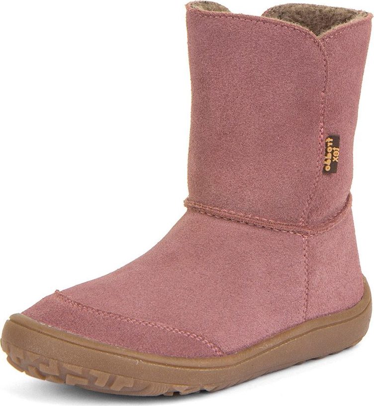 Dívčí zimní barefoot boty TEX SUEDE Dark Pink