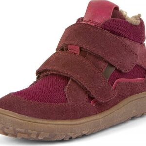 Dívčí zimní barefoot boty TEX WOOL Bordeaux