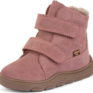 Dívčí zimní barefoot boty ZERU TEX FURRY Dark pink