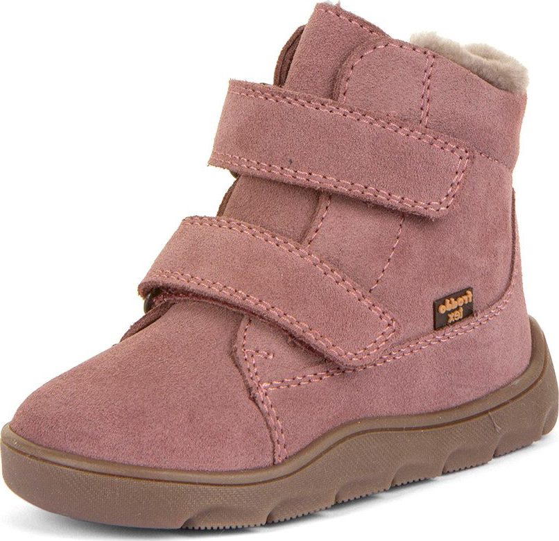 Dívčí zimní barefoot boty ZERU TEX FURRY Dark pink