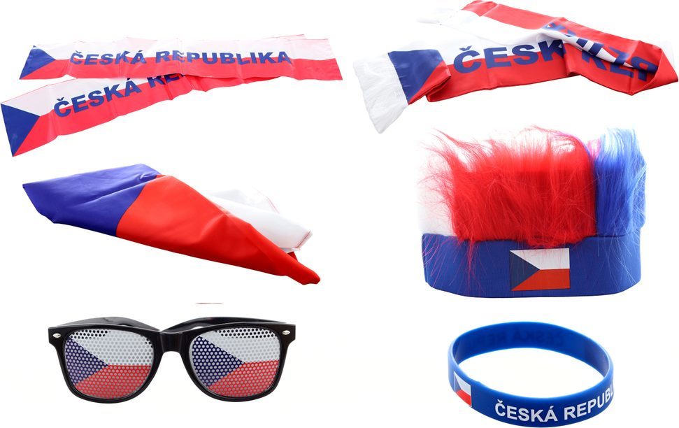 Fandící set Česká republika s čelenkou
