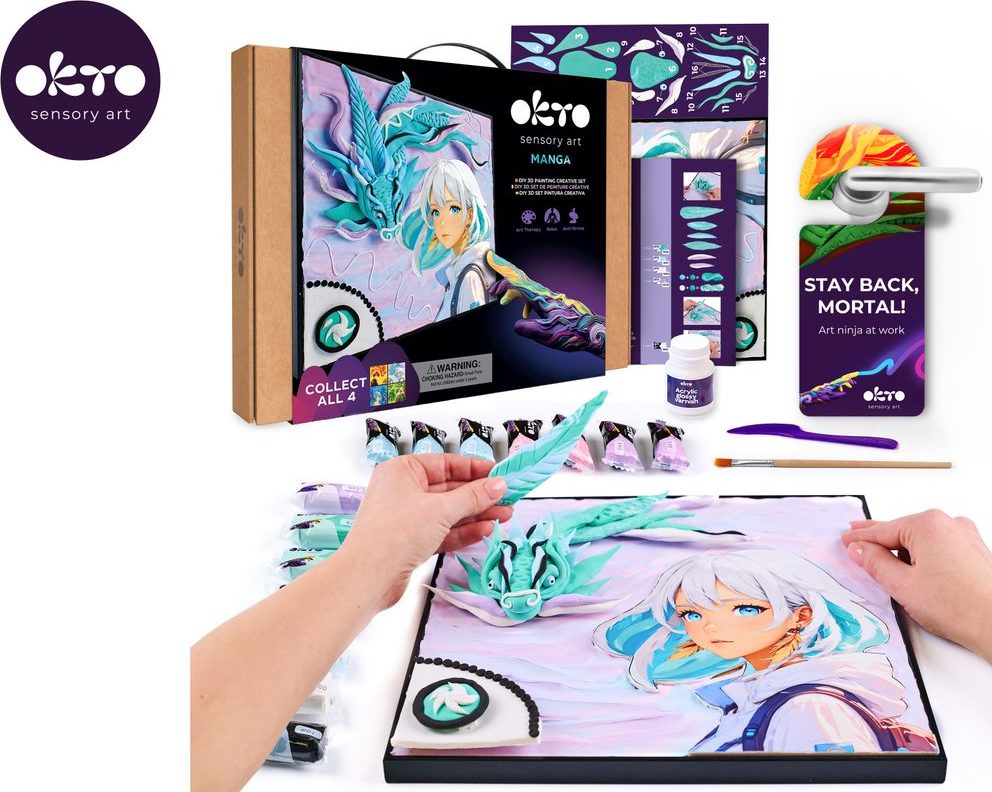 OKTO Manga motiv živlů "Vítr" výtvarný set 30x40 cm
