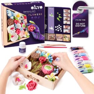 OKTO ROMANCE Výtvarná modelovací sada DIY květiny s dřevěným rámem 21x21 cm