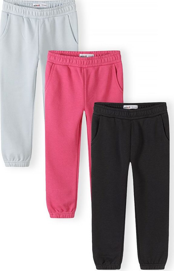 Tepláky dívčí s elastickým pasem a stahovací šňůrkou 3pack Minoti 30FLEECE153 - 98/104 | 3/4let