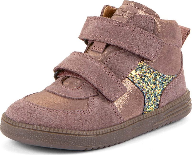 Dívčí celoroční kožené kotníkové barefoot boty LOOP HIGH-TOPS PINK/GOLD Froddo G2110157-5 - 35